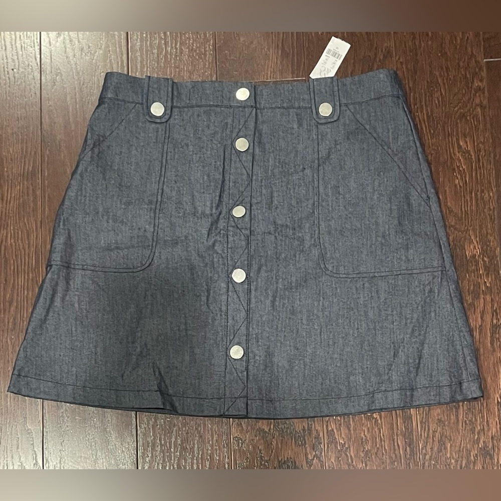 NEW YORK COMPANY Button Accent Pocket mini Denim Jean Skirt Size 12 NEW